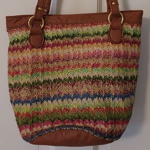O’NEILL Multicolored Straw Bucket Shoulder Bag.